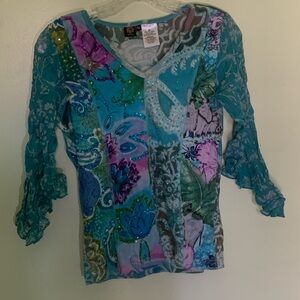 Bila Multicolor Floral Sheer Blouse